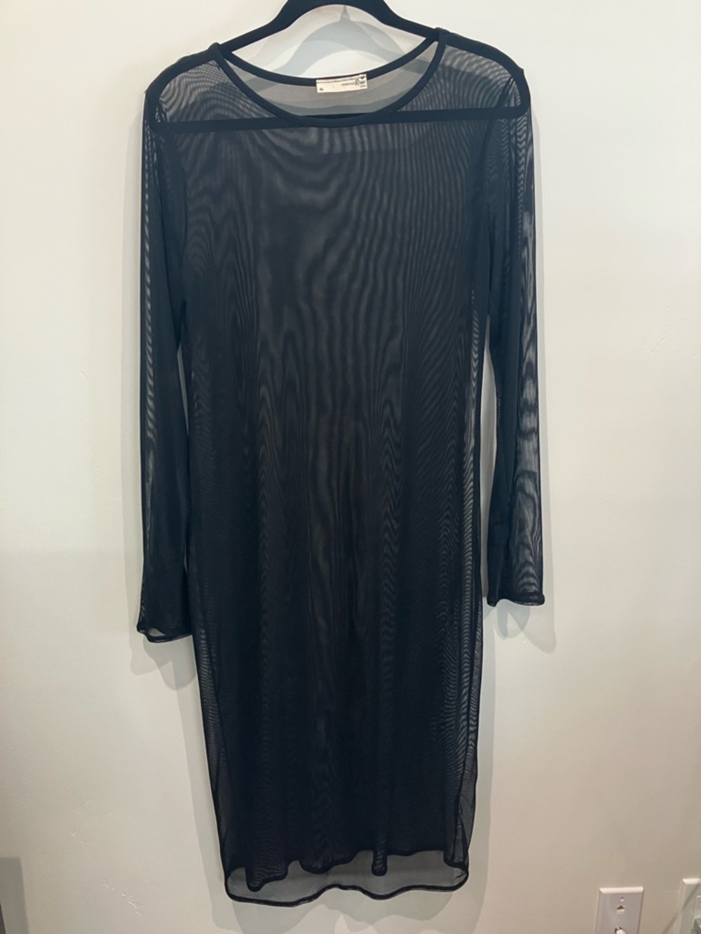 Sheer Mesh Black Midi Dress - Lightweight Long Sleeve
